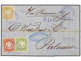 ALEMANIA ANTIGUOS ESTADOS: BADEN. Mi.22, 23, 24. AUGSBURG To PALERMO. 1 Kr. Green, 3 Kr. Red And 6 Kr. Bister With Blue  - Andere & Zonder Classificatie
