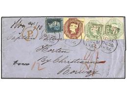 GRAN BRETAÑA. 1856. Double Weight And Fully Paid Letter From LEIGHT 25/10-1856 To HORTEN Via Ostende, Hamburg Stadt Post - Autres & Non Classés