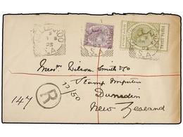 AUSTRALIA. 1903. WALLAROO To NEW ZEALAND. Registered Cover Franked With 4d. Violet And 3d. Olive. Adelaide Transit And A - Sonstige & Ohne Zuordnung