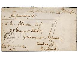 ASCENSION. 1871. ASCENSION To ENGLAND. Envelope Without Contens, Manuscript 'No Stamps'. Fine ASCENSION Cds. Cover Fault - Autres & Non Classés
