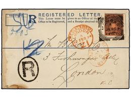 AFRICA ORIENTAL BRITANICA. 1894. MOMBASA To LONDON. Registered Blue 2 Annas Envelope Uprated With 3 Annas Stamp. - Altri & Non Classificati