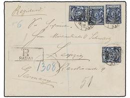 AFRICA ORIENTAL BRITANICA. 1900. RABAI To GERMANY. Registered Cover Franked With Four 2 1/2 A. Blue. Mombasa Transit And - Otros & Sin Clasificación