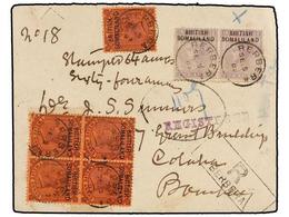 SOMALILAND. 1903. BERBERA To BOMBAY (India). Registered Envelope Franked With 2 An. (2) And 12 An. (5). FINE And RARE. - Other & Unclassified
