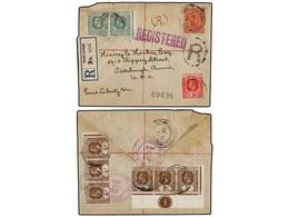 CAIMANES. 1913. GRAN CAYMAN To U.S.A. 1 D. Postal Stationary Envelope Registered Uprated With 1/2 D. (2) And 1 D. Plus 1 - Altri & Non Classificati