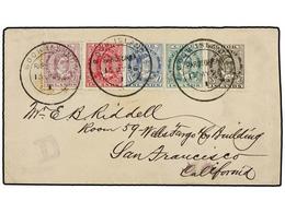 COOK. Sg.6/10. 1896. COOK To SAN FRANCISCO (Usa). Envelope Franked With 1 D., 1 1/2 D., 2 1/2 D., 5 D. And 10 D. Stamps, - Altri & Non Classificati