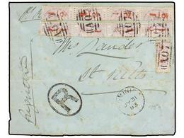 DOMINICA. 1883. DOMINICA To ST. KITTS. Registered Envelope Franked With Nine Bisected 1/2 On 1 D. Lilac Stamps. Some Age - Andere & Zonder Classificatie