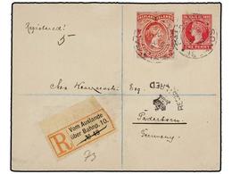 FALKLAND. 1903. FALKLAND To GERMANY. Registered 1 D. Red Postal Stationary Envelope Uprated 5 Sh. Red, Arrival On Revers - Otros & Sin Clasificación