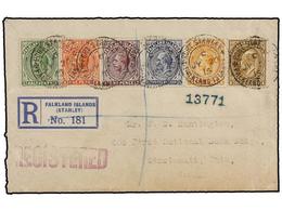 FALKLAND. 1915. PORT STANLEY To U.S.A. Registered Cover, Spectacular Franking, Arrival On Reverse. - Autres & Non Classés