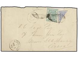 COSTA DE ORO. Sg.5a, 6. 1884. Envelope To ACCRA Franked With 1876-84 2 D. Green And Diagonally Bisected 1 D. Blue, Wmk C - Other & Unclassified