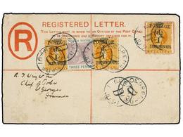 GRENADA: GRENADINAS. Sg.44 (3). 1891. GRENADA To JUOI (Grenada). 2 D. Grey Registered Stationary Envelope Uprated 1 D. O - Sonstige & Ohne Zuordnung