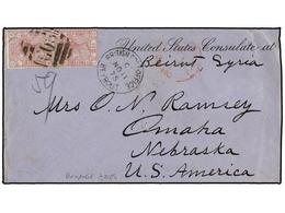 LEVANTE: CORREO INGLES. 1875. BEIRUT To U.S.A. Envelope Of The UNITED STATES CONSULATE AT BEIRUT Franked With Two GB 2 1 - Autres & Non Classés