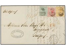 MAURICIO. Sg.58, 62, 65. 1868. MAURICE To SAIGON (Indochina). Entire Letter Franked With 1 D. Bistre, 4 D. Rose And 6 D. - Other & Unclassified