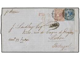 MAURICIO. Sg.51, 69. 1871. MAURICE To LISBON. Folded Letter Franked With 9 D. Dull Purple And 1 Sh. Blue Tied By B53. Ov - Other & Unclassified