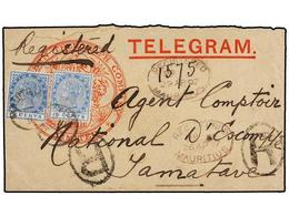 MAURICIO. 1897. MAURITIUS To TAMATAVE (Madagascar). Registered TELEGRAM Envelope Franked With Two 15 Cents. Blue Stamps  - Andere & Zonder Classificatie
