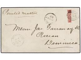 MONTSERRAT. Sg.1a. 1883. MONTSERRAT To DOMINICA. 1 D. Red Bisected Cancelled A08 With MONTSERRAT/PAID Cds And Arrival. P - Autres & Non Classés