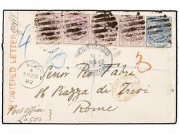 NIGERIA. 1882 (20 Sept.). Envelope From LAGOS To  ROME (Italy) Registered From 'Post Office Lagos', Bearing 1882, 1 D. L - Altri & Non Classificati