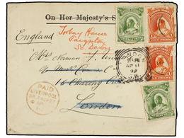 NIGERIA. 1899. Envelope Sent To LONDON And Redirected To Devon, Franked With 1 1/2d. Green (2) And 1d. Orange (2) Stamps - Autres & Non Classés