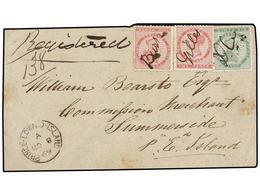 PRINCIPE EDUARDO. Sc.5a (2), 7. 1869. Registered Cover To SUMSMERSIDE Franked With Two 2 D. Rose And 6 D. Green Tied Wit - Other & Unclassified