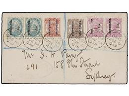 TONGA. 1894. TONGA To SYDNEY. Registered Cover Bearing A Spectacular Franking Of Surcharge Issues With Pair 2 1/2d. On 1 - Autres & Non Classés