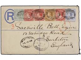 TURKS Y CAICOS. 1898. TURKS To ENGLAND. Registered Envelope Uprated With 1/2 D., 1 D. (3), 2 1/2 D. And 6 D., Arrival On - Other & Unclassified