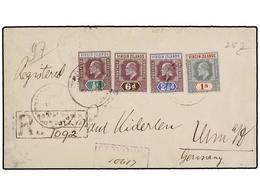 ISLAS VIRGENES. 1913. TORTOLA To GERMANY. Registered Envelope Sent Via St. Thomas. Nice Franking. Arrival On Reverse. - Sonstige & Ohne Zuordnung