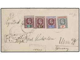 ISLAS VIRGENES. 1913. TORTOLA To GERMANY. Registered Envelope Sent Via St. Thomas. Nice Franking. Arrival On Reverse. - Other & Unclassified