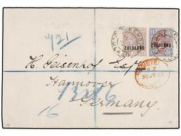 ZULULAND. 1892. ZULULAND To GERMANY. Registered Cover Franked With 1 D. And 9 D. Stamps, Arrival On Reverse. - Autres & Non Classés