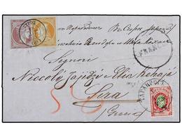 GRECIA. 1865. TAGANROG To SYRA. Complete Letter Franked With Russian 30 Ko. Green And Red. Taxed On Arrival With Greeks  - Other & Unclassified