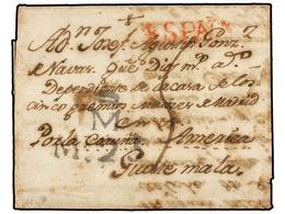 GUATEMALA. 1776. CREVILLENTE(Valencia, España) A GUATEMALA. Carta Completa Con Texto, Marca De Madrid Estampada En Tráns - Sonstige & Ohne Zuordnung