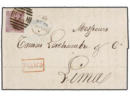 GUATEMALA. 1866. Entire To LIMA (Perú) Bearing 6d. JG Plate 5 Tied By 'C35' PANAMA Duplex Applied In Transit. CORREOS GU - Other & Unclassified