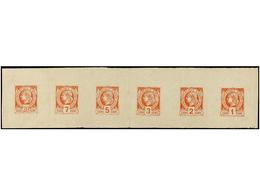 (*) HAITI. Sc.1/6. 1881. ENSAYO DE COLOR. 1 Cto. + 2 Cts. + 3 Cts. + 5 Cts.+ 7 Cts.+ 20 Cts.  En Color Rojo Naranja. Sep - Otros & Sin Clasificación