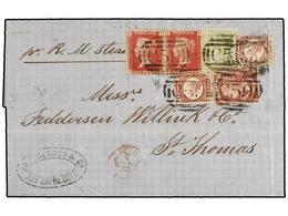 HAITI. 1877. AUX CAYES To ST. THOMAS. Complete Letter Franked With GB, 1/2 D. Red (2), 1 D. Red (2), 1 1/2 D. Red And 4  - Altri & Non Classificati