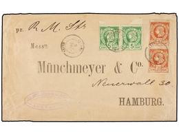 HAITI. Sc.10b (2), 13 (2). 1889. JACMEL A HAMBURGO (Alemania). 5 Cts. Verde, Pl. III (2) Y 20 Cts. Castaño (2) (uno Defe - Sonstige & Ohne Zuordnung
