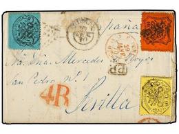 ITALIA ANTIGUOS ESTADOS: ESTADOS PONTIFICIOS. Sa.25, 26, 29. 1870. ROMA A SEVILLA (España). 5 Cents. Azul, 10 Cents. Nar - Other & Unclassified