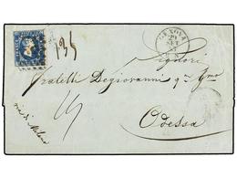 ITALIA ANTIGUOS ESTADOS: CERDEÑA. 1851. GENOVA A ODESSA (Rusia). 20 Cts. Azul Pagando La Tarifa Hasta La Frontera, Tarif - Altri & Non Classificati