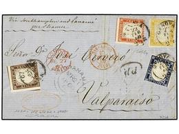 ITALIA ANTIGUOS ESTADOS: CERDEÑA. Sa.14Bd, 15C, 16B, 17Ab. 1860. GÉNOVA A VALPARAISO (Chile). 10 Cts., 20 Cts., 40 Cts.  - Otros & Sin Clasificación