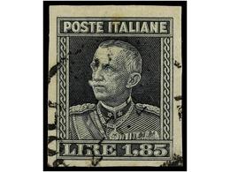 ° ITALIA. Sa.215. 1,85 Lire Gris SIN DENTAR. RARO Y No Reseñado. Cert. RAYBAUDI. - Andere & Zonder Classificatie