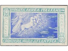 ESPAÑA. 1933. CROCIERA NORD ATLANTICA. Diseño Original (20 X 12 Cm.) Realizado A Lápiz En Colores Azul Y Verde Con Valor - Altri & Non Classificati