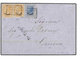 TUNEZ. 1876. SFAX A GÉNOVA. Envuelta Franqueada Con Sellos De ESTERO De 10 Cts. Ocre (2) Y 20 Cts. Azul, Mat. PIROSCAFI/ - Other & Unclassified