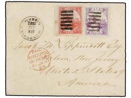 LIBERIA. 1882. MONROVIA To U.S.A. Envelope Franked With 2 Cts. Rose And 6 Cts. Lilac Tied With Paralel Bars And MONROVIA - Sonstige & Ohne Zuordnung