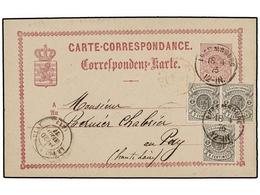 LUXEMBURGO. 1876 (April 18). 6 C. Violet On Rose Pink Stationery Card, A Fine Used Example Up-rated With Extremely Rare  - Autres & Non Classés