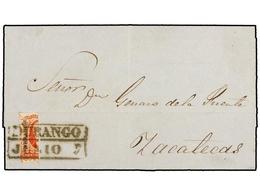 MEXICO. Sc.4a. 1858. DURANGO A ZACATECAS. 4 Reales Rojo, Bisectado Vertical (mitad Izquierda). MAGNÍFICA. - Other & Unclassified