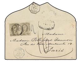 MEXICO. Sc.8. 1862 (July 15). Cover To PARIS Franked By 1861 2 Reales Black On Rose Pair Cancelled By MEXICO Mute Cancel - Otros & Sin Clasificación