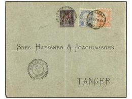 MARRUECOS: CORREO LOCAL. Yv.47, 49. 1894. MARRAKECH A TANGER. Circulada Con Sellos Locales De 10 Cts. Azul Y 25 Cts. Ros - Sonstige & Ohne Zuordnung