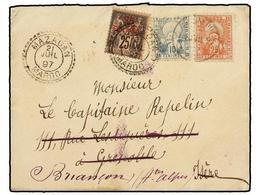 MARRUECOS: CORREO LOCAL. Yv.47, 49. 1897. MARRAKECH A FRANCIA. Circulada Con Sellos Del Correo Local De 10 Cts. Azul (de - Altri & Non Classificati