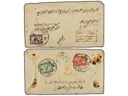 NEPAL. Mi.22, 23, 24. 1911 (August). POKHARA To KATHMANDU. Registered And A.R. Cover Franked With 4 Pice Green, 8 Pice R - Altri & Non Classificati