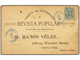 PANAMA. 1888. PANAMÁ A NEW YORK. Tarjeta Postal Con Respuesta Comercial Franqueada Con Sello De Colombia De 1 Ctvo. (Sc. - Altri & Non Classificati