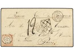 PERU. Sc.12. 1865. LIMA A PARÍS. 1 Dinero Rojo, Mat. De LIMA Y Marca PARRILLA De Lima Al Lado (debería Ser Al Revés, La  - Altri & Non Classificati