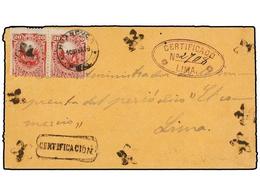 PERU. 1879. HUANCAVELICA A LIMA. 20 Cts. Rojo Carta Certificada, Al Dorso Llegada. - Sonstige & Ohne Zuordnung