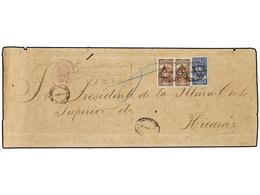 PERU. 1891. LIMA A HUARAZ. Plica Judicial Franqueada Con Sellos De TASAS De 20 Cts. Azul Y 50 Cts. Castaño Habilitados P - Autres & Non Classés